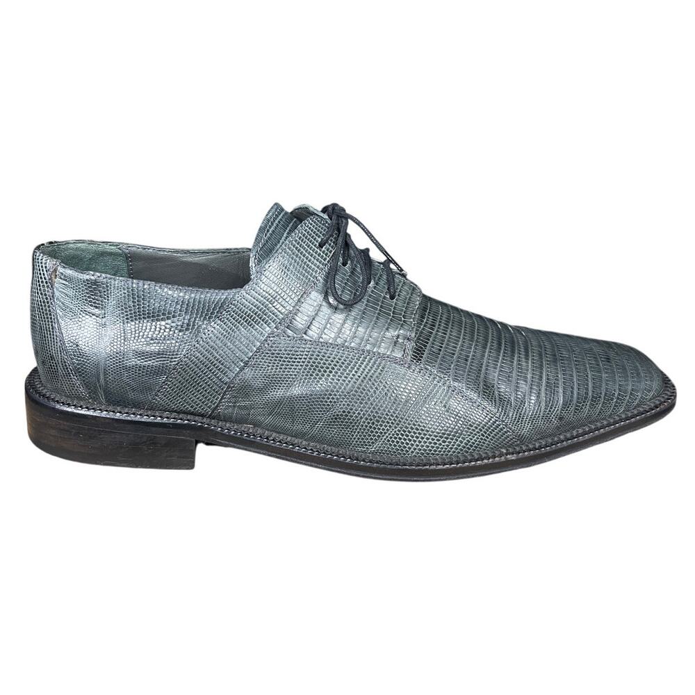 Vintage David Eden Green Grey Lizard Lace Up Derby Shoes Size US 10.5